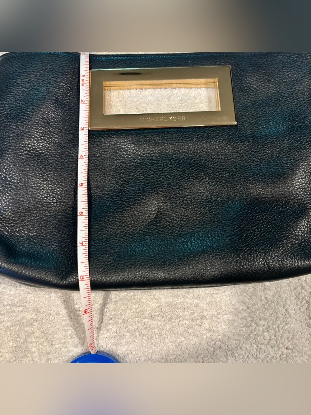 Michael Kors Berkley Black Leather Clutch with Gold Handle Cutout - Picture 2 of 7